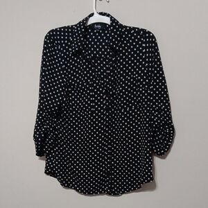 by & by Black and White Polka Dot Button-Up Blouse 22" Ptp